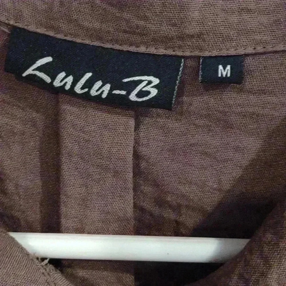 Lulu-B Womens Medium Oversized Brown 2‎ Pocket Long Sleeve Top - Picture 2 of 4